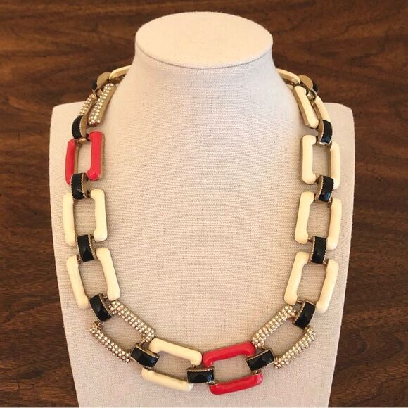 J.Crew | Chunky Enamel Link Collar Necklace | 20” Length - Picture 2 of 4